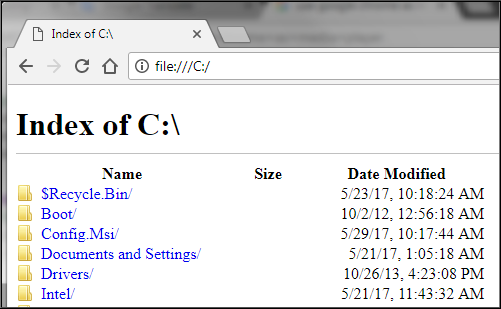 C drive can be accessed using Google Chrome
