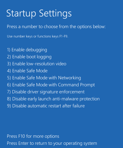 safe mode in windows 10