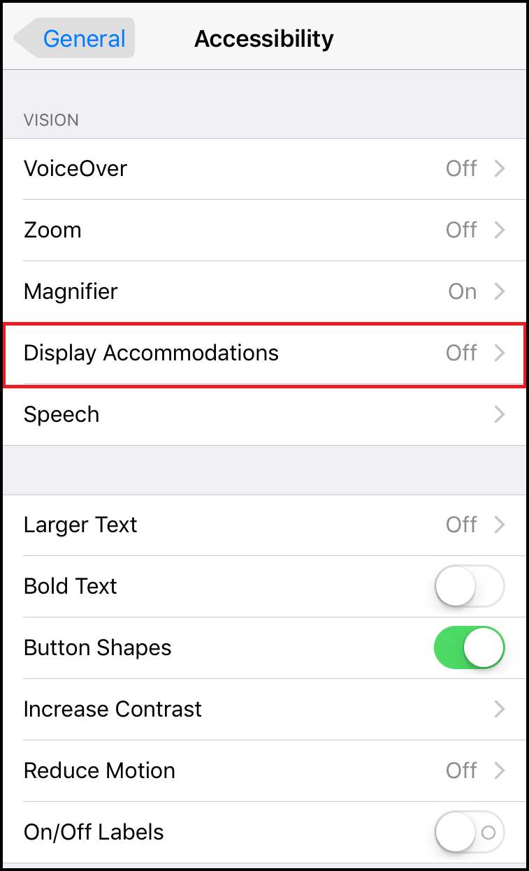 Display Accommodations