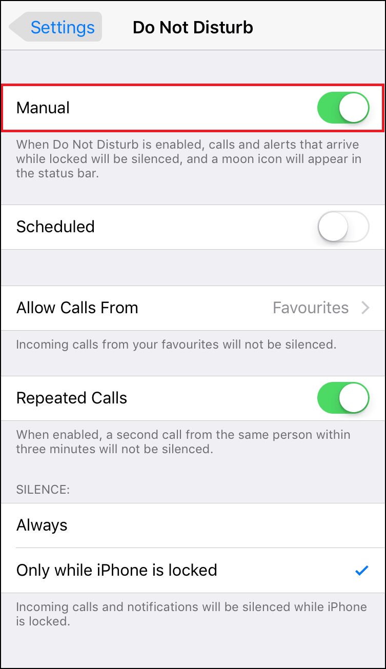 Do Not Disturb Setting
