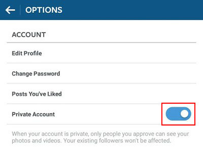 Keep your Instagram account private
