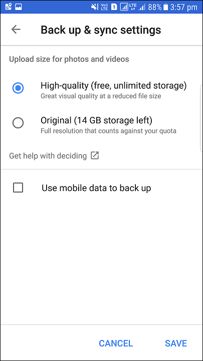 backup and sync settings