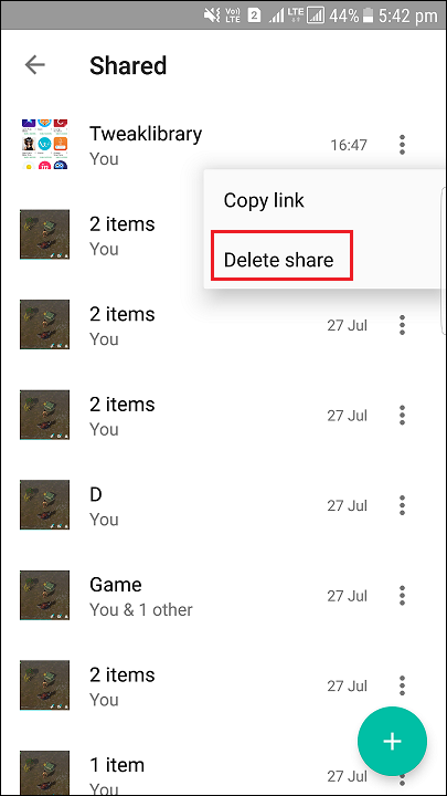 delete share