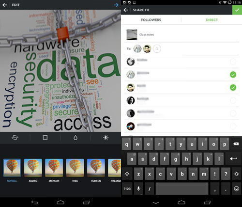 Sending pictures to selected people