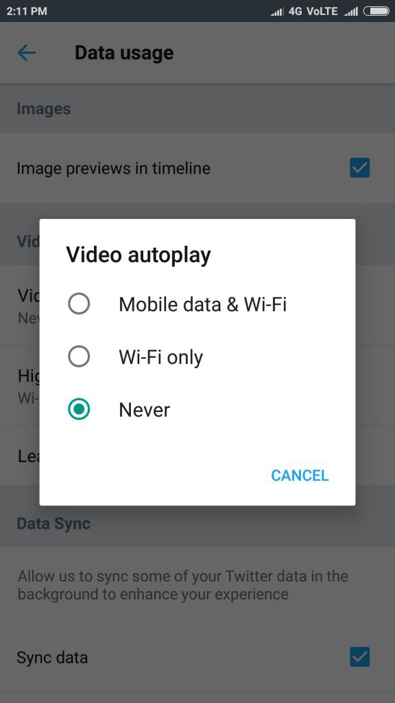Stop Twitter Videos From Autoplaying android 5