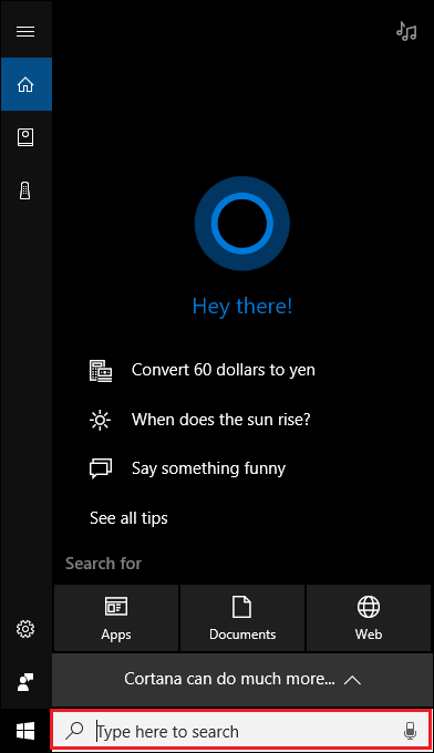 open cortana