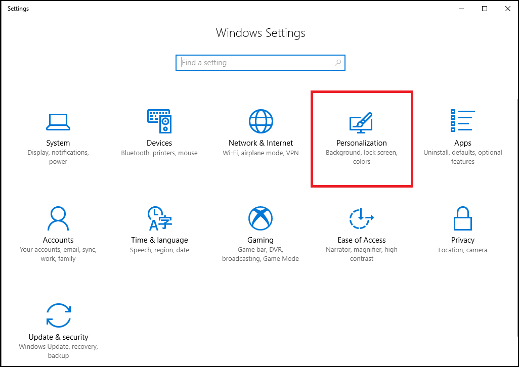 Windows Setting Personalization