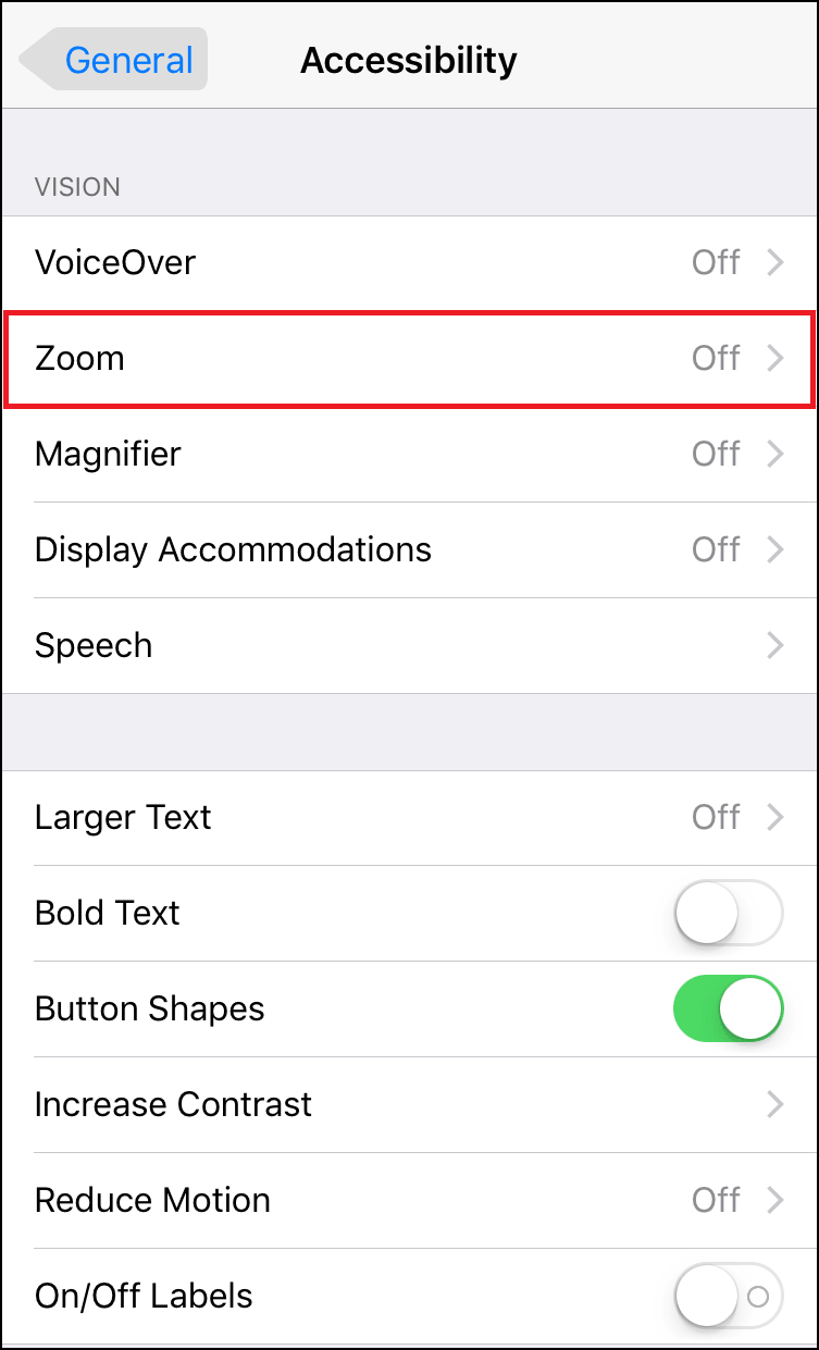 Zoom Settings