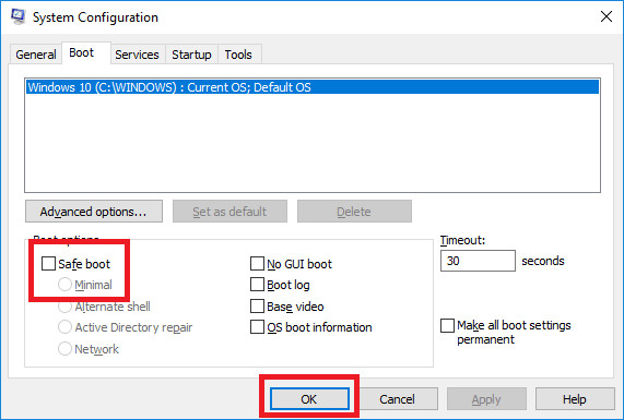 safe mode in windows 10
