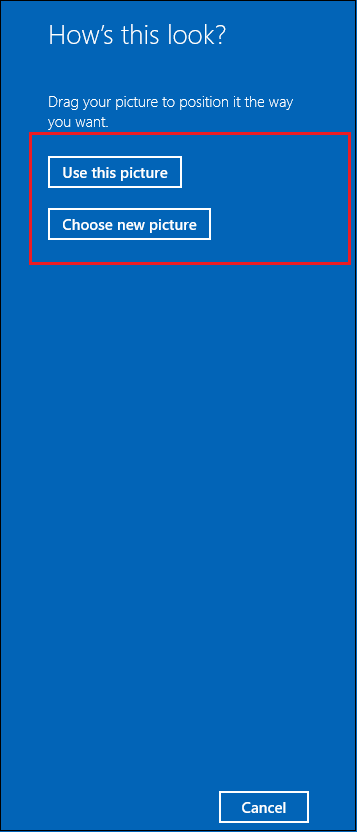 after selecting the picture