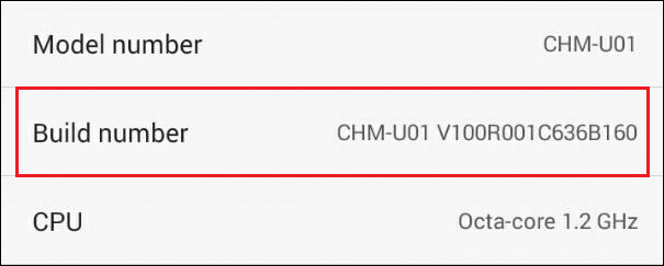 Build Number option
