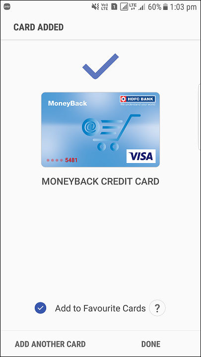 card added