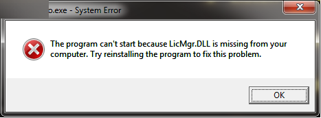 Dll error message