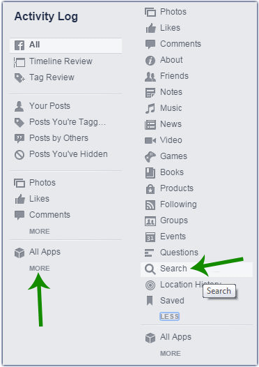 Delete Facebook Search History