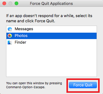 Choose application and click Force Quit