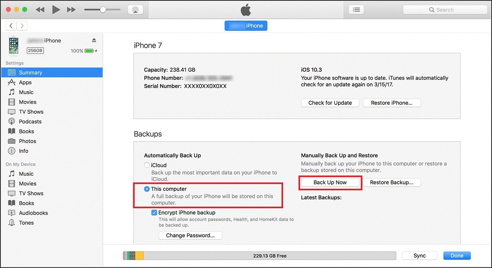 iTunes Computer Backup