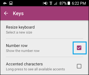 number row
