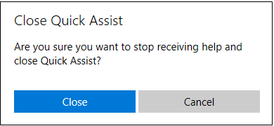 Click close to end remote session