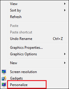 right click on desktop