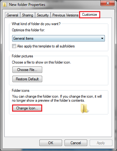 specific folder properties