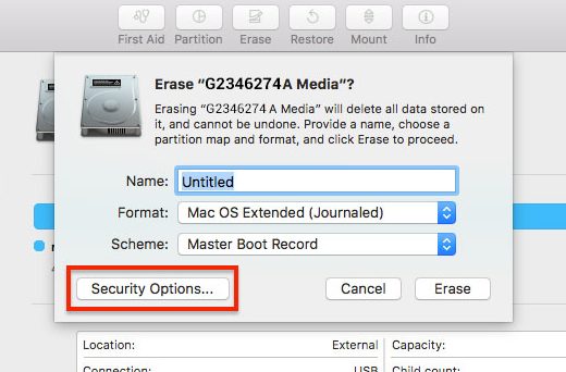 Click on Security Options