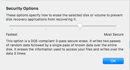 3 pass security level for wiping